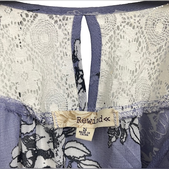 Rewind Semi Sheer Shoulder Cutout Floral Tank Top with Long Sleeves | Size: S - Picture 7 of 7